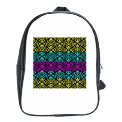 Cmyk Damask Flourish Pattern School Bag (xl) by DDesigns