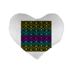 Cmyk Damask Flourish Pattern 16  Premium Heart Shape Cushion 