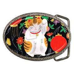 Maneki Neko Belt Buckle (oval)