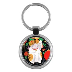 Maneki Neko Key Chain (round) by TabbyCatStudios