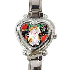 Maneki Neko Heart Italian Charm Watch  by TabbyCatStudios