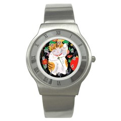 Maneki Neko Stainless Steel Watch (unisex) by TabbyCatStudios