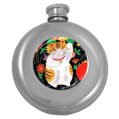 Maneki Neko Hip Flask (round) by TabbyCatStudios