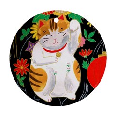 Maneki Neko Round Ornament (two Sides)