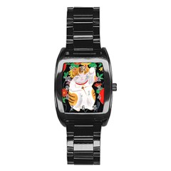 Maneki Neko Men s Stainless Steel Barrel Analog Watch