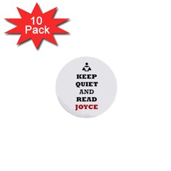 Keep Quiet And Read Joyce Black 1  Mini Button (10 Pack) by readmeatee