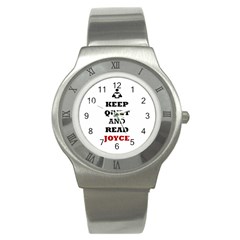 Keep Quiet And Read Joyce Black Stainless Steel Watch (unisex) by readmeatee