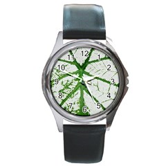 Leaf Patterns Round Metal Watch (silver Rim) by natureinmalaysia