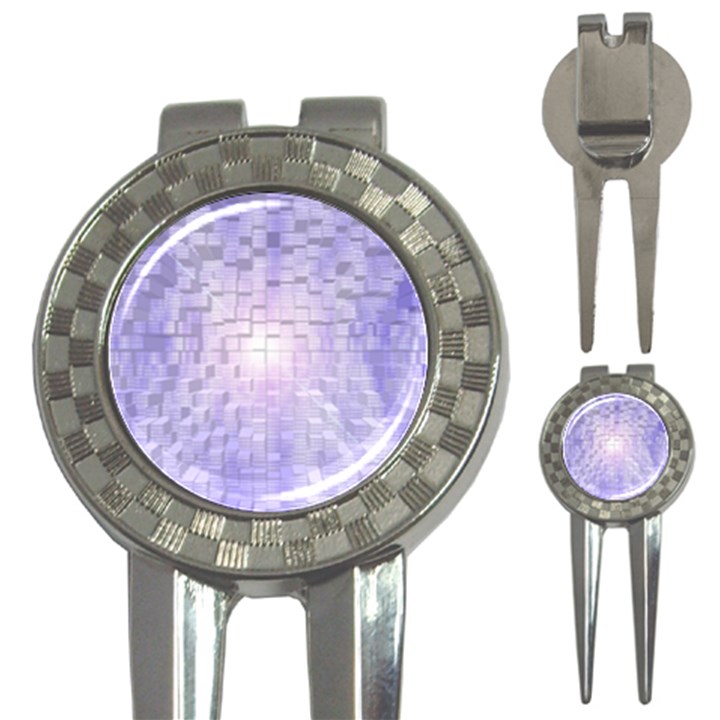 Purple Cubic Typography Golf Pitchfork & Ball Marker