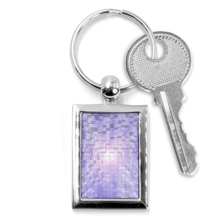 Purple Cubic Typography Key Chain (Rectangle)