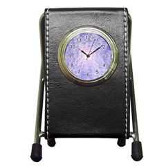 Purple Cubic Typography Stationery Holder Clock by TheZiNES