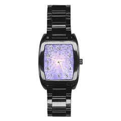 Purple Cubic Typography Men s Stainless Steel Barrel Analog Watch by TheZiNES