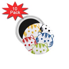 Kawaii Cat Faces 1 75  Button Magnet (10 Pack) by hajisdream