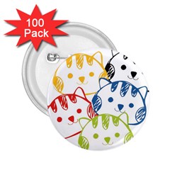 Kawaii Cat Faces 2 25  Button (100 Pack) by hajisdream