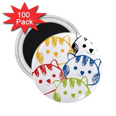 Kawaii Cat Faces 2 25  Button Magnet (100 Pack) by hajisdream