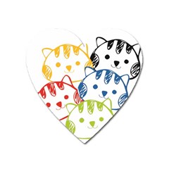 Kawaii Cat Faces Magnet (heart) by hajisdream