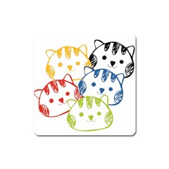 Kawaii Cat Faces Magnet (square) by hajisdream