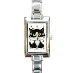 Tuxedo Cat Rectangular Italian Charm Watch