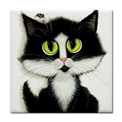 Tuxedo Cat Tile Coaster by AmyLynBihrle