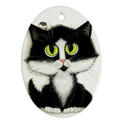 Tuxedo Cat By Bihrle Oval Ornament by AmyLynBihrle