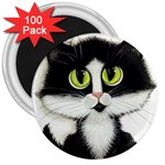 Tuxedo Cat by BiHrLe 3  Button Magnet (100 pack) Front