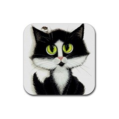 Tuxedo Cat By Bihrle Drink Coaster (square) by AmyLynBihrle