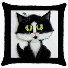 Tuxedo Cat By Bihrle Black Throw Pillow Case