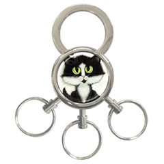 Tuxedo Cat By Bihrle 3-ring Key Chain by AmyLynBihrle