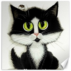 Tuxedo Cat By Bihrle Canvas 20  X 20  (unframed) by AmyLynBihrle