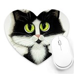 Tuxedo Cat by BiHrLe Mouse Pad (Heart) Front