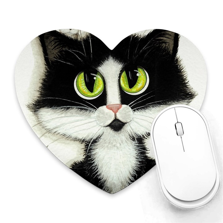 Tuxedo Cat by BiHrLe Mouse Pad (Heart)