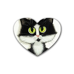 Tuxedo Cat By Bihrle Drink Coasters (heart) by AmyLynBihrle