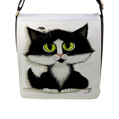 Tuxedo Cat By Bihrle Flap Closure Messenger Bag (large)