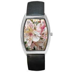 Flower Alstromeria Tonneau Leather Watch by ADIStyle