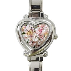 Flower Alstromeria Heart Italian Charm Watch  by ADIStyle