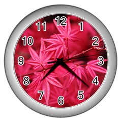 Red Autumn Wall Clock (Silver)