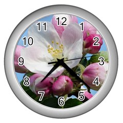 Apple Blossom  Wall Clock (Silver)