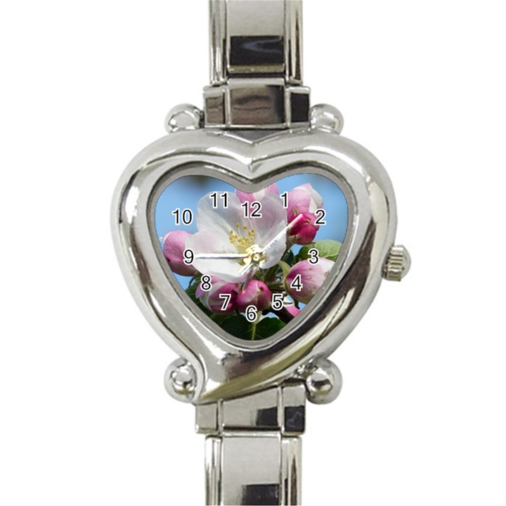 Apple Blossom  Heart Italian Charm Watch 