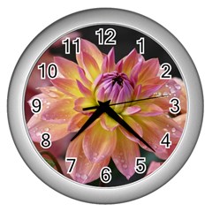 Dahlia Garden  Wall Clock (silver) by ADIStyle