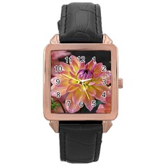 Dahlia Garden  Rose Gold Leather Watch  by ADIStyle