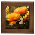 Flowers Butterfly Framed Ceramic Tile Front