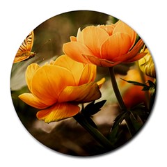 Flowers Butterfly 8  Mouse Pad (round) by ADIStyle