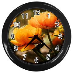 Flowers Butterfly Wall Clock (black) by ADIStyle