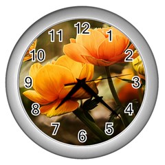 Flowers Butterfly Wall Clock (silver) by ADIStyle