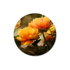 Flowers Butterfly Magnet 3  (round) by ADIStyle