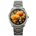 Flowers Butterfly Sport Metal Watch Front