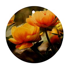 Flowers Butterfly Round Ornament (two Sides) by ADIStyle