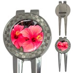 Red Hibiscus Golf Pitchfork & Ball Marker Front