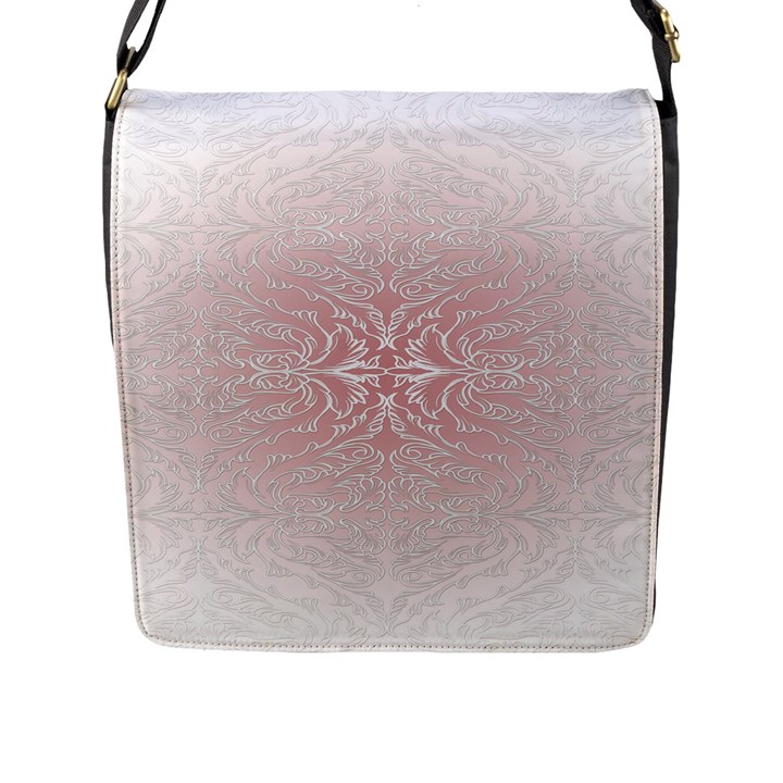 Elegant Damask Flap Closure Messenger Bag (Large)