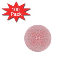 Pink Elegant Damask 1  Mini Button (100 Pack) by ADIStyle